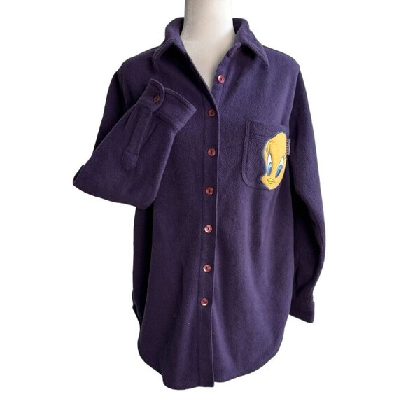 Looney Tunes 2001 Tweety Bird Fleece Shacket in Purple Women's Size 14W/16W - Picture 8 of 8